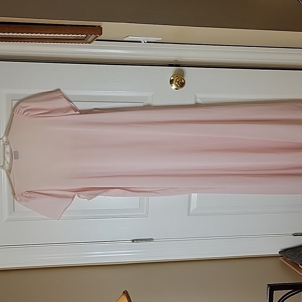 Vanity Fair Large Pink Nightgown Ivory Lace Short Sleeve Flowy - Picture 4 of 5